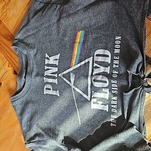 Pink Floyd Gray Cropped Tie Front Sweatshirt